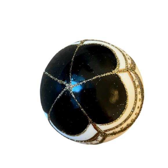 Set 6 Vitbis BLACK GOLD Glass Christmas Ornaments 3in Handcrafted in Poland NEW - Picture 12 of 15